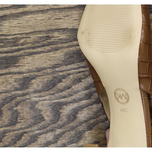Michael Michael Kors Crocodile Print Darrington Sling Pumps Chestnut Brown 10M - Picture 7 of 11